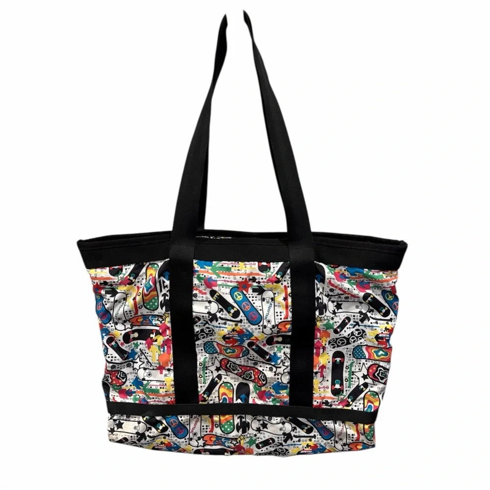 LeSportsac Skateboard Peace All-Over Print Large Tote